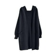 thumbnail image 2 of EchfiProm Christmas Women Sweater Black Duster Hooded Knit Cardigan Solid Fanshion Long Sleeve Sweater Coat with Pockets, 2 of 3
