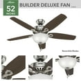 thumbnail image 3 of Hunter 52 inch Indoor Ceiling Fan with LED Light - Ceiling Fan with Pull Chain, For Bedroom or Living Room, Standard Mount, No Remote, 5 Blades, Includes Bulbs - Builder Deluxe 53090, Brushed Nickel, 3 of 14