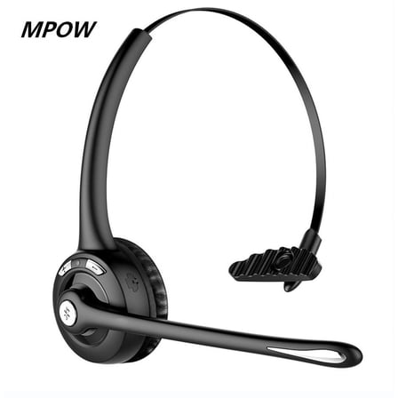 Mpow Professional Head-mounted Headphones Trucker Bluetooth Headset with Noise Cancelling Microphone for Skype Office