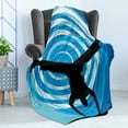thumbnail image 4 of Hip Hop Soft Flannel Fleece Throw Blanket, Boy Doing Head Spin on the Floor Illustration with Abstract Backdrop, Cozy Plush for Indoor and Outdoor Use, 50" x 70", Blue Pale Blue Black, by Ambesonne, 4 of 5