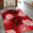 thumbnail image 2 of Botanical Chrysanthemum Area Rugs 4'x6', Washable Small Throw Rugs for Office Bathroom, Abstract Spring Floral Red Black Indoor Outdoor Rug Non-Slip Low Pile Carpet Runner Reversible Floor Mats, 2 of 8