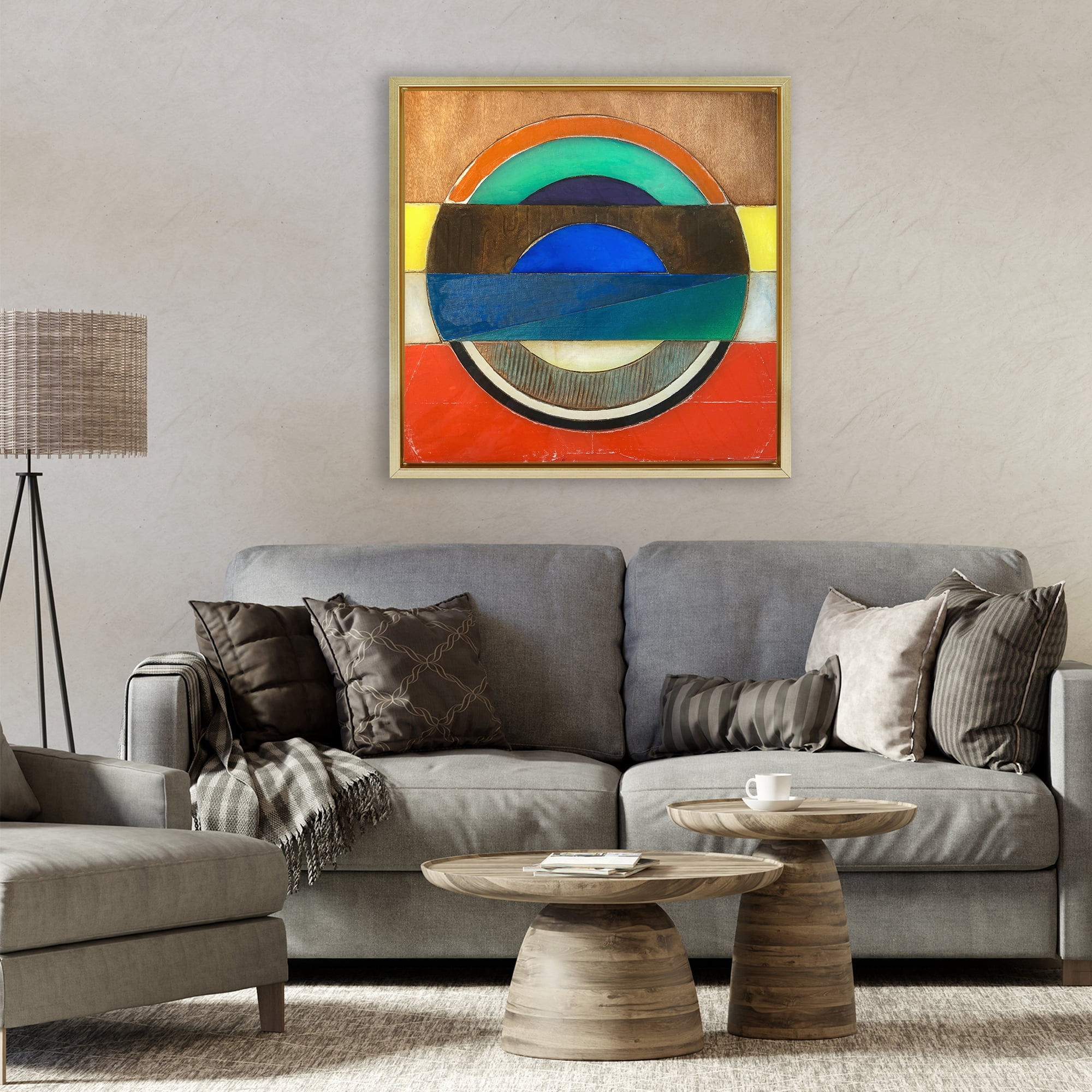 Stupell Industries Bisected Circle Structure Gold Framed Floater Canvas Wall Art, design by Matthew Finger