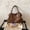 Brown, variant on Vintage Faux PU Leather Hobo Shoulder Tote Bag, Large Capacity Soft Slouchy Handbag with Wood‑Bead Pendant, Adjustable Single Shoulder Strap, Casual Daily Work Commute Weekend Travel