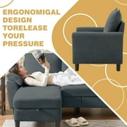 Pingliang Home Living Room Sectional Sofa with Storage Ottoman and Accent Chair,Single Chair Armchair and 3 Seat L Shaped Couch with Side Pockets for Home Apartment Office Studio