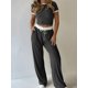 thumbnail image 4 of Conjunto de Pijama de Dos Piezas para Mujer, con Camiseta de Corta y Pantalón de Punto Acanalado. Negro XL, 4 of 8