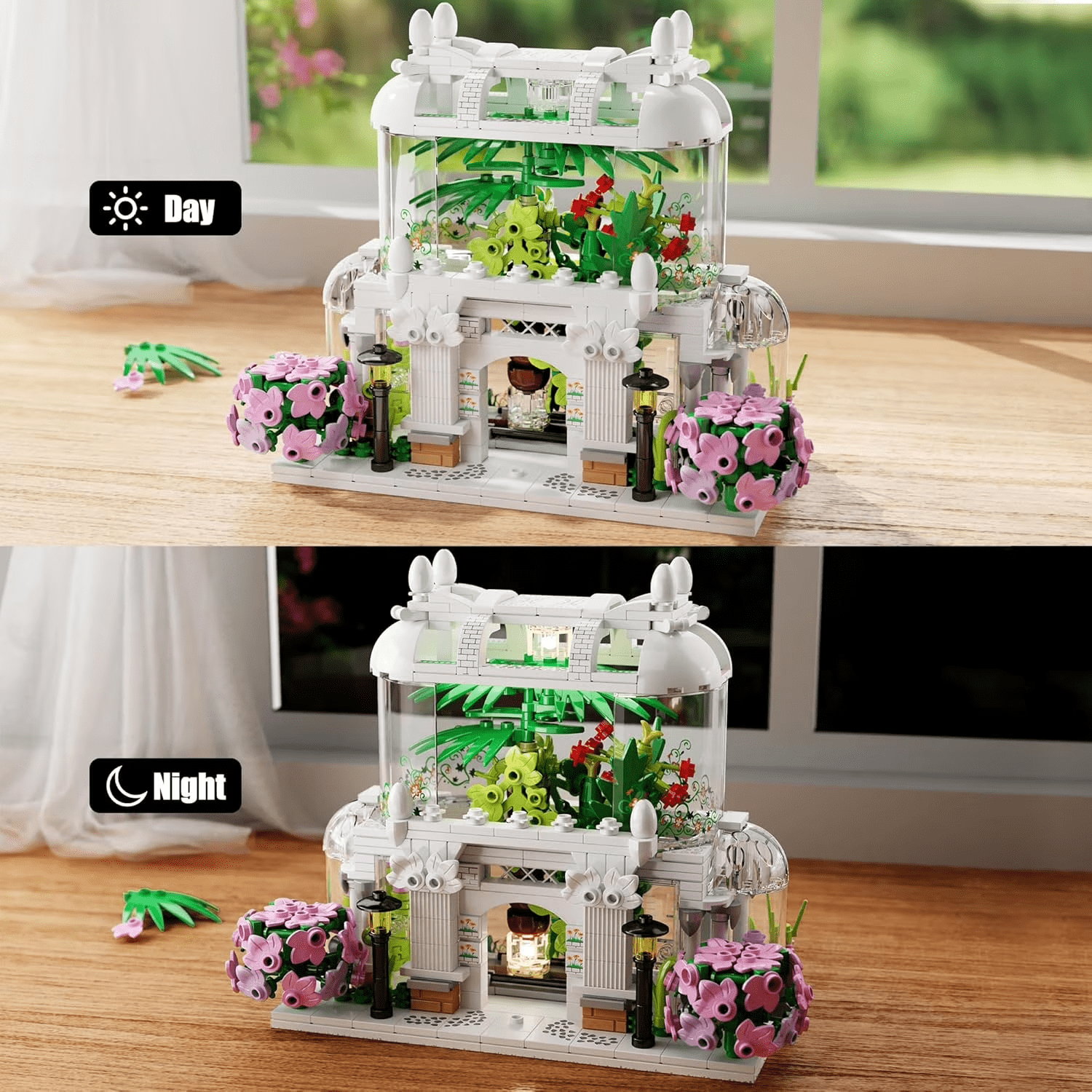 LED Flower House Building Kit, Greenhouse Botanical Model for Hobbyists & Home Decor