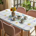 thumbnail image 3 of Watercolor Easter Table Cloths for 6 Foot Rectangle Tables, Cute Rabbits Flower Wreath Eggs Bow Plaid Patio Waterproof Elastic Fitted Tablecloths, Washable Rectangular Table Cover for Camping, 3 of 8