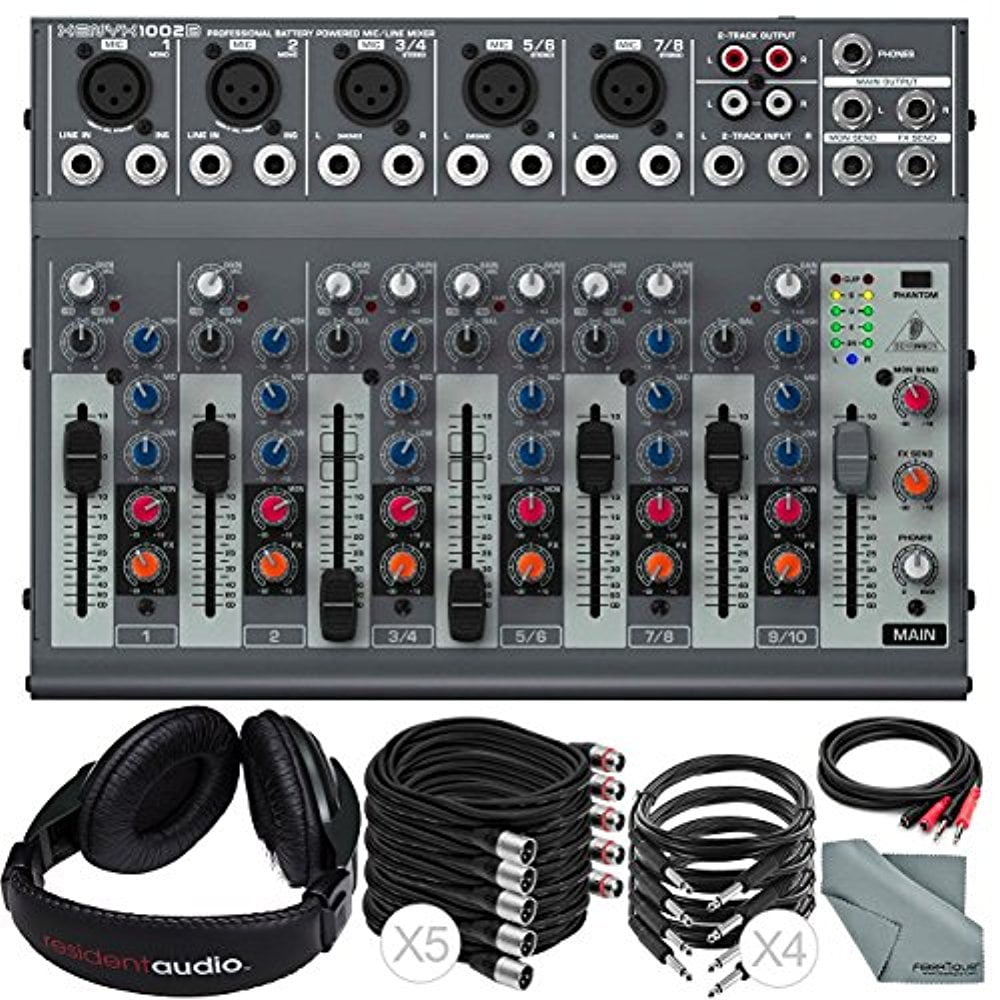 Behringer XENYX 1002B 10Channel Audio Mixer and Accessory Bundle with