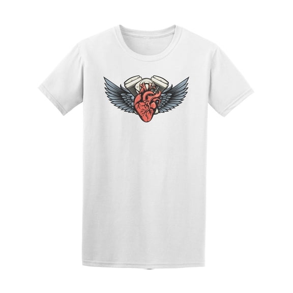 Motorcycle Engine Wings Tattoo Tee Men's -Image by Shutterstock