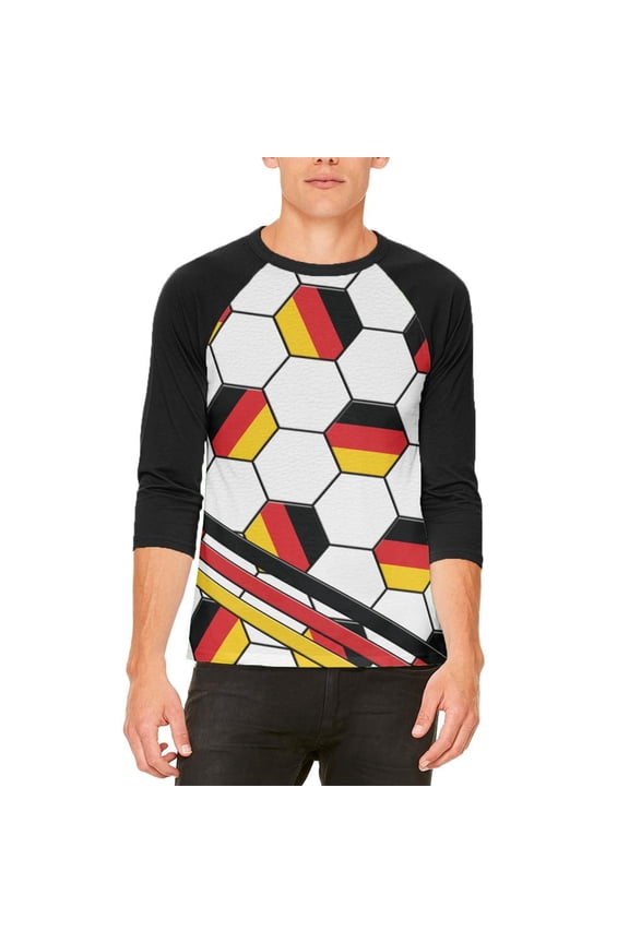 World Cup Germany Soccer Ball Mens Raglan T Shirt White-Black SM