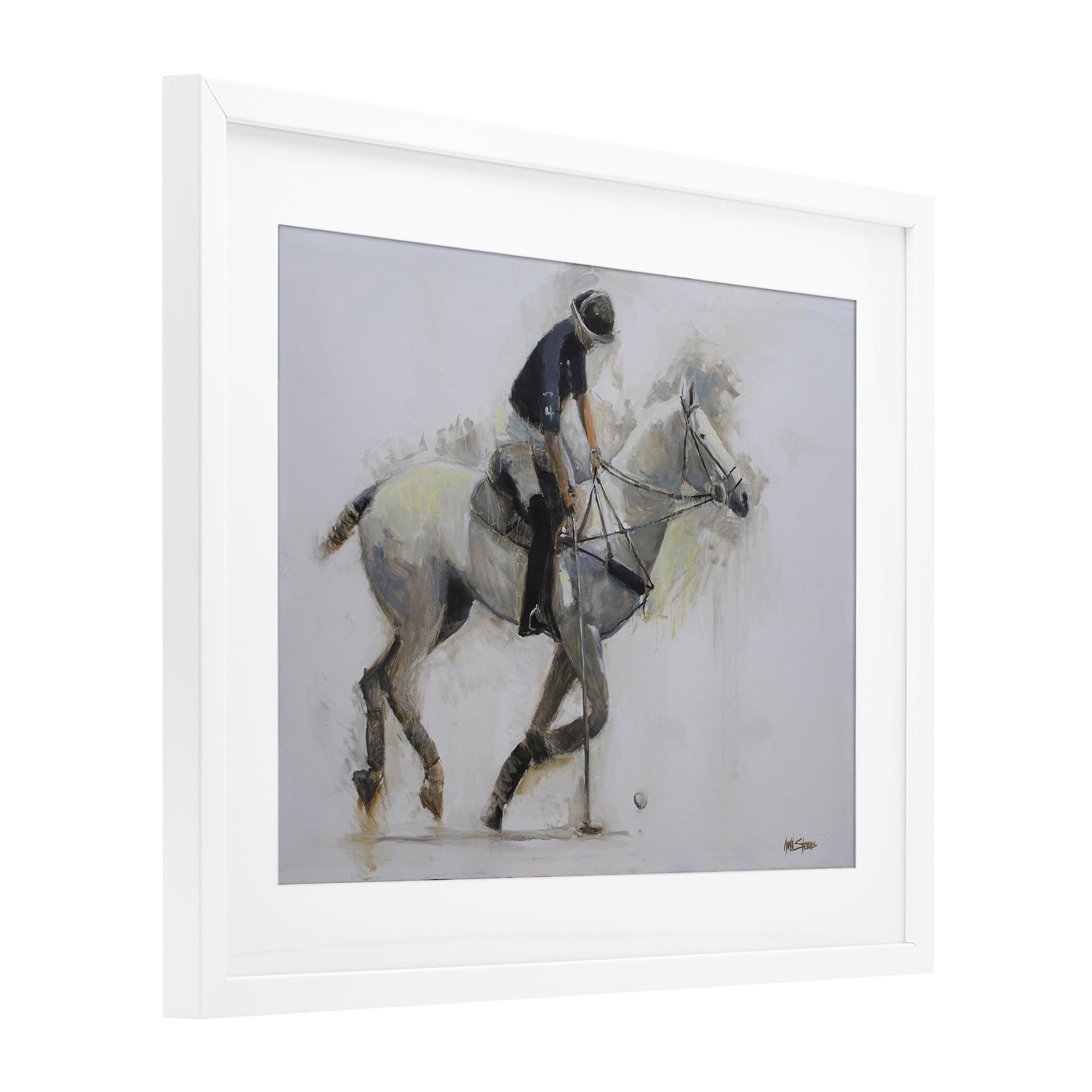 Stupell Industries Polo Rider in Motion White Framed Print Under Glass, design by Jadei Graphics