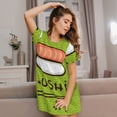 thumbnail image 3 of Zufioo Fresh Sushi Print Women's Nightgown, Round Neck Short-sleeved Pajamas, Home Wear Suitable for Home and Outing, 3 of 6