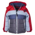 thumbnail image 2 of Sportoli Boys Hooded Colorblock Winter Puffer Jacket Coat - Red (Size 5-6), 2 of 3