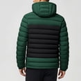 thumbnail image 6 of Iyufng Men's Color Block Hooded Puffer Jackets Horizontal Quilted Zip Up Winter Windproof Coat with Side Pockets and Elastic Cuffs, 6 of 9