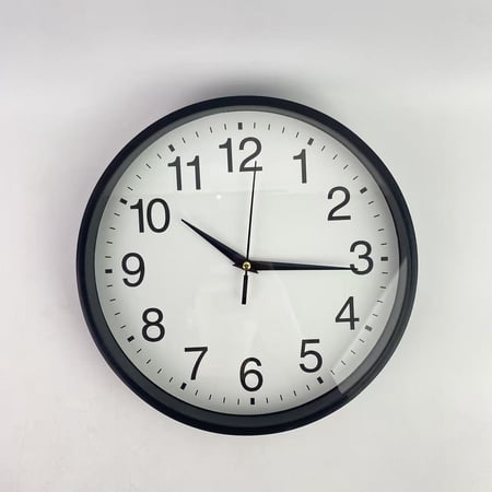 MOWPKR Clocks and watches,Wall Clock Bulk Large Silent Battery Operated Classroom Clocks Quartz Analog Non Ticking Wall Clocks Round Classroom Home Bedroom Decorative(Black,12 Inch)