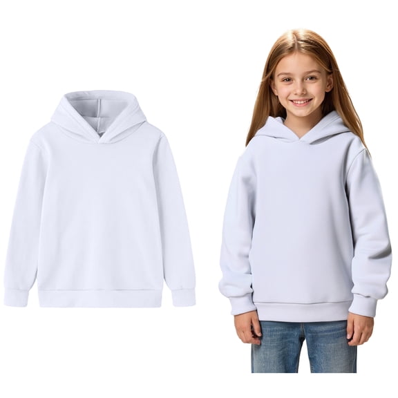 Kid Hoodies Boys White Hooded Casual Long Sleeve Sweatshirts Jackets Winter Clothes Girls Hoodies Size 9-10 Years