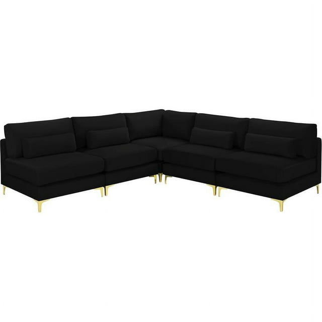 Meridian Furniture Julia Noir Velours Modulaire Sectionnel
