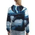 thumbnail image 7 of Fotbe Blue Thunder Storm Dragon Pattern Womens Long Sleeve Hoodie, Pullover Hooded Sweatshirt, Kangaroo Pocket Hoodie with Eye-catching Drawstrings-Small, 7 of 7