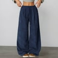 thumbnail image 2 of Gyexs Wide Leg Pants Woman High Waist Yoga Pants Baggy Stretchy Wide Leg Y2k Streetwear Women's Fashion, #04 Dark Blue, Size S, 2 of 7