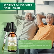 Mullein Drops 1400mg - 13-in-1 Herbal Mullein Leaf Extract Supplement - Apple Flavor - (2 fl oz / 60ml)