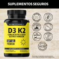 thumbnail image 2 of Vitamina D3 + Vitamina K2 con Aceite de Coco Extra Virgen | MCT (Trigliceridos) Aceite Coco Capsulas| Cápsula Blanda Premium - Vitaminas Mujer / Hombre - (60 Caps), 2 of 6