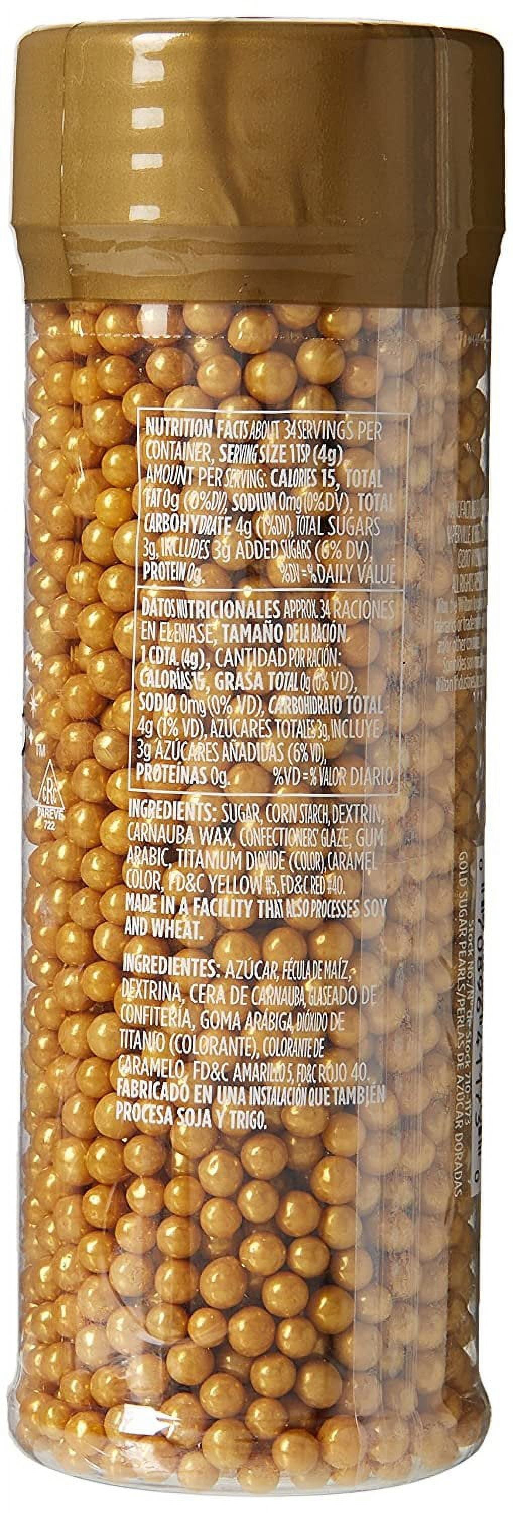Wilton Gold Sprinkles Metallic Sugar Pearls 4.8 oz. Bottle