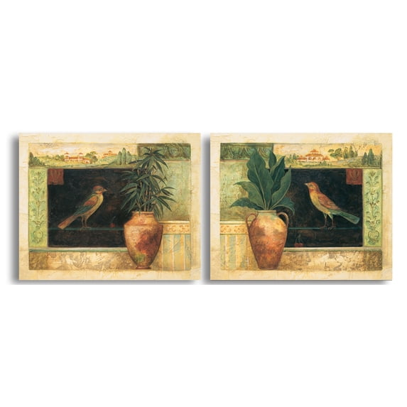 Classic Tuscan Still Life Birds & Foliage; Two 14x11in Poster Prints