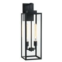 26"H 2-Light Matte Black Outdoor Wall Lantern Sconce