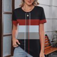 thumbnail image 3 of Camisetas Casuales de las Mujeres Estampadas Cuello Tripulado Manga Corta Superior, Ligera Mezcla de Poliéster Blusa de Moda, 3 of 6