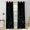 thumbnail image 2 of Black Leaves Pattern Window Curtains, Aesthetic Leaf Vine Design Blackout Curtains For Kitchen Living Room Thermal Insulated Window Treatment Set 53"W x 63"L (Pack of 2), 2 of 6