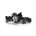 thumbnail image 5 of Crown Matching Rings Couple Ring Purple 1CT CZ Women Wedding Ring Set Male Titanium Band, 5 of 7