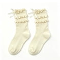 thumbnail image 4 of Jalioing Girls Ruffle Socks Breathable Crew Socks for Everyday Wear Kids Girls Cute Dress Socks with Bow, 4 of 5