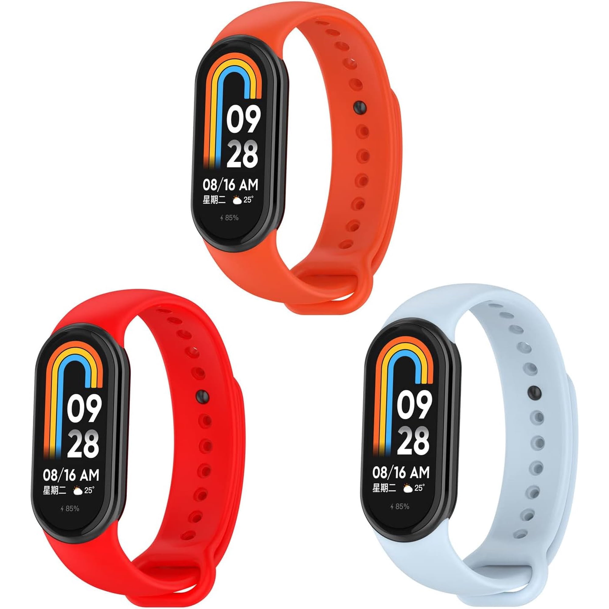 MYKOMI 3 Pack Silicone Strap Compatible with Xiaomi Mi Band 9/Mi Band 9 NFC/Mi Band 8/Mi Band 8 NFC Smart Watch Replacement Sport Band for Mi Band 9/Mi Band 8 Wristband Bracelet