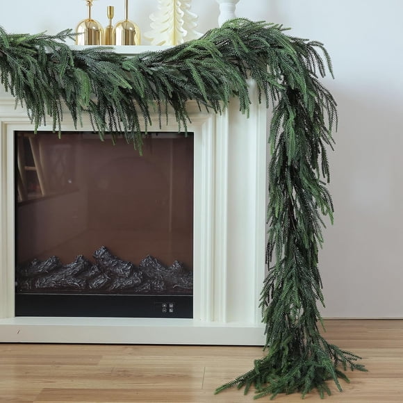 Christmas Garlands 6FT Artificial Norfolk Pine Garland Real Touch Faux Norfolk Pine Garland Greenery Garland Christmas Decoration for Xmas Indoor Outdoor Home Decor (6FT)