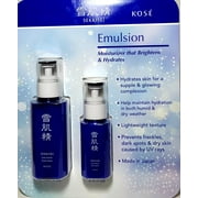 SEKKISEI Kose Emulsion Moisturizer, 4.7 fl oz. and 2.3 fl. Oz. bottles.
