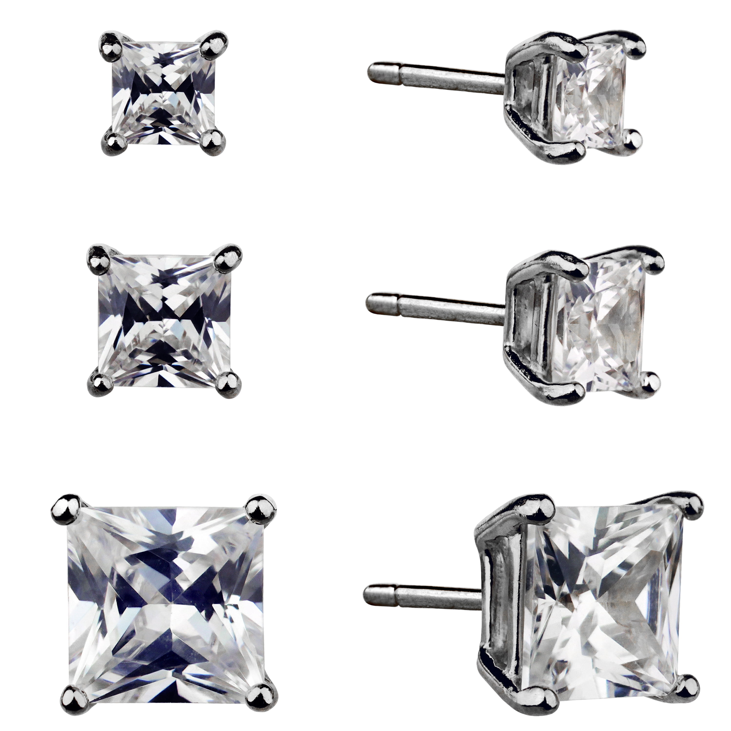 Brilliance Fine Jewelry Simulated Diamond Sterling Silver Square Stud Earrings