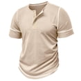 thumbnail image 3 of YDLCAFD Male Spring Short Sleeve Solid Color Letter Stripe Stitching Short Sleeve Top, 3 of 9