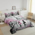 thumbnail image 3 of Erosebridal Pink Paris Eiffel Tower Comforter Set Queen Size French Style Couple Lover Flower Bedding Sets Women Quilted Duvet 1 Comforter + 2 Pillow Cases Romantic Bedroom Decor, 3 of 7
