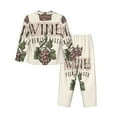 thumbnail image 2 of Bingfone Womens Pajama Sets Wine Print,Long Sleeve Loungewear Pajamas Set-Small, 2 of 9