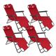 thumbnail image 1 of 4 Sillas Camastro Plegable Reclinable Jardin Playa Alberca rojo, 1 of 7