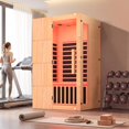 thumbnail image 2 of BUPPLEE 2-Person Infrared Sauna Room, Wooden Indoor Home Sauna with 7-Color Light Therapy, Bluetooth Controller, 2 of 10