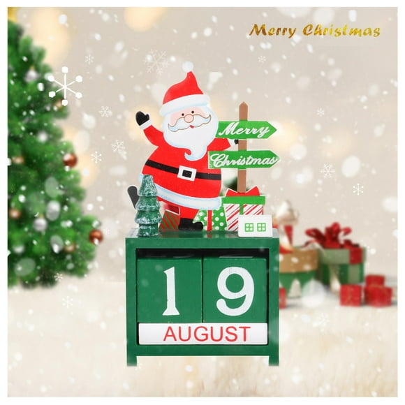 Wooden Christmas Advent Calendar Wooden Xmas Countdown Calendar Blocks, Xmas Calendar Detachable Blocks Desk Calendar Santa Claus