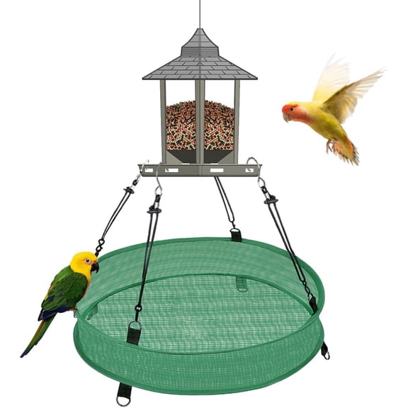Bird Seed Catcher Trays – 20" Diameter x 4" High, Green Spill Guard Platform for Bird Feeders, Outdoor Feeder Accessory