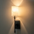 thumbnail image 3 of C Cattleya 1-Light Matte Black Hardwired/Plug-in Dimmable Indoor Wall Sconce with Fabric Shade Matte Black, 3 of 5