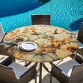 thumbnail image 6 of Round Table Cover 36-44 Inch Thanksgiving Fall Waterproof Reusable Table Cloth Round Fitted Vinyl Tablecloth with Elastic Edged for Parties Outdoors, Blue Green Pumpkin Sunflowers Maple Leaf, 6 of 9