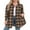 01 Black Brown, variant on Cueply Womens Flannel Shirts Plaid Shacket Long Sleeve Button Down Collared Jacket Coats with Pockets