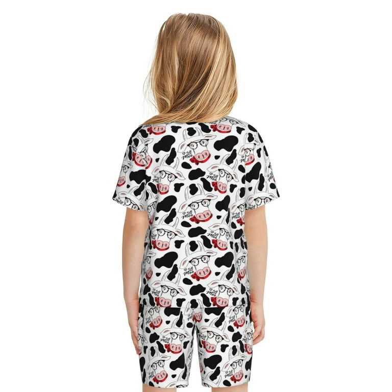 Toddler Boys Girls Pajamas white cow glasses moo funny Soft Kids