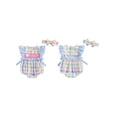 thumbnail image 2 of BemeyourBBs Baby Girl Matching Sister Outfits I Love Mama Baby Summer Clothes Mothers Day Outfit Plaid Bow Flying Sleeve Romper Toddler Baby Girl Dress and Headband Set, 2 of 9