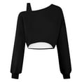 thumbnail image 7 of Womens Crop Sweatshirts Long Sleeve Cold Shoulder Pullover Loose Solid Color Workout Casual Strappy Tops (XL, Black), 7 of 7