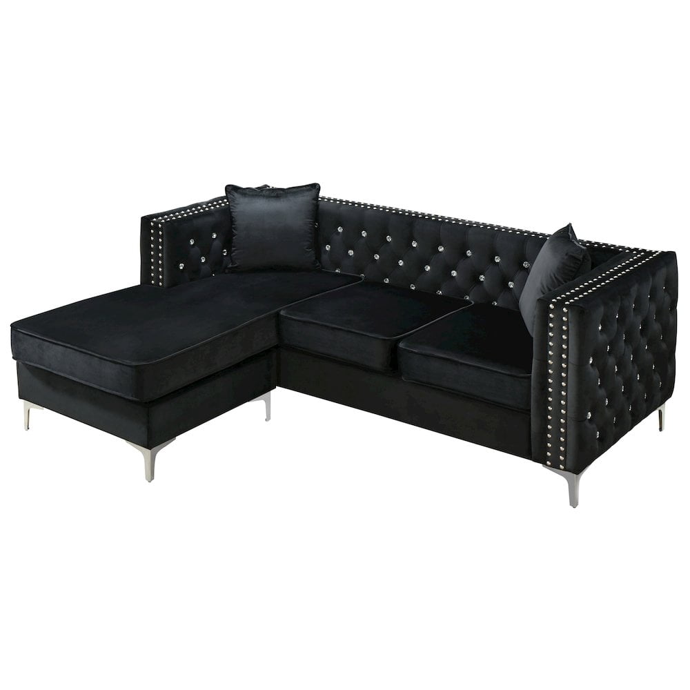 Glory Furniture Paige Sofa Chaise in Black Color
